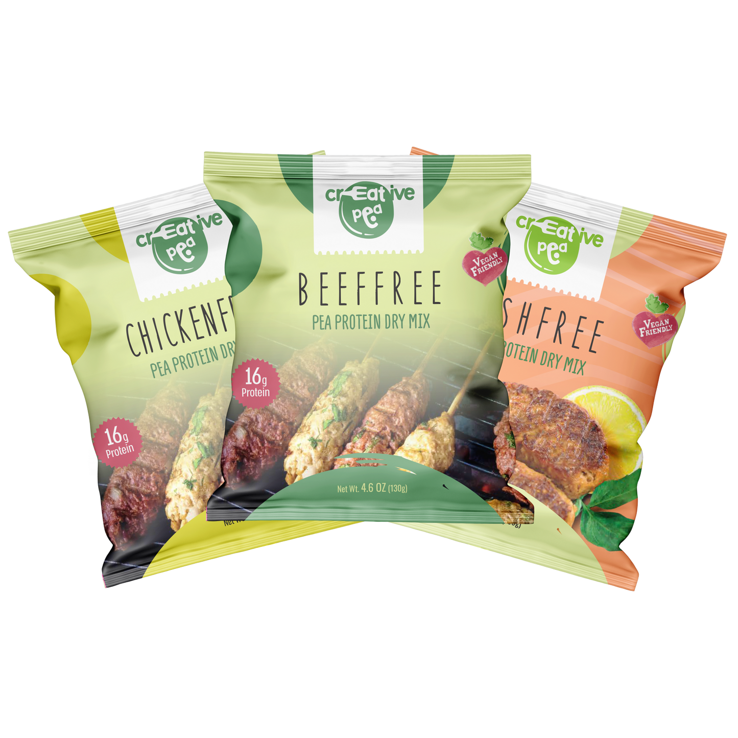 Plant-Based Meat: Vegan Fish, Chicken & Beef Substitute – High-Protein, Keto, Gluten-Free, Vegan Meat Alternative Made from Pea Protein, Pack of 3 (Fish-Chicken-Beef)