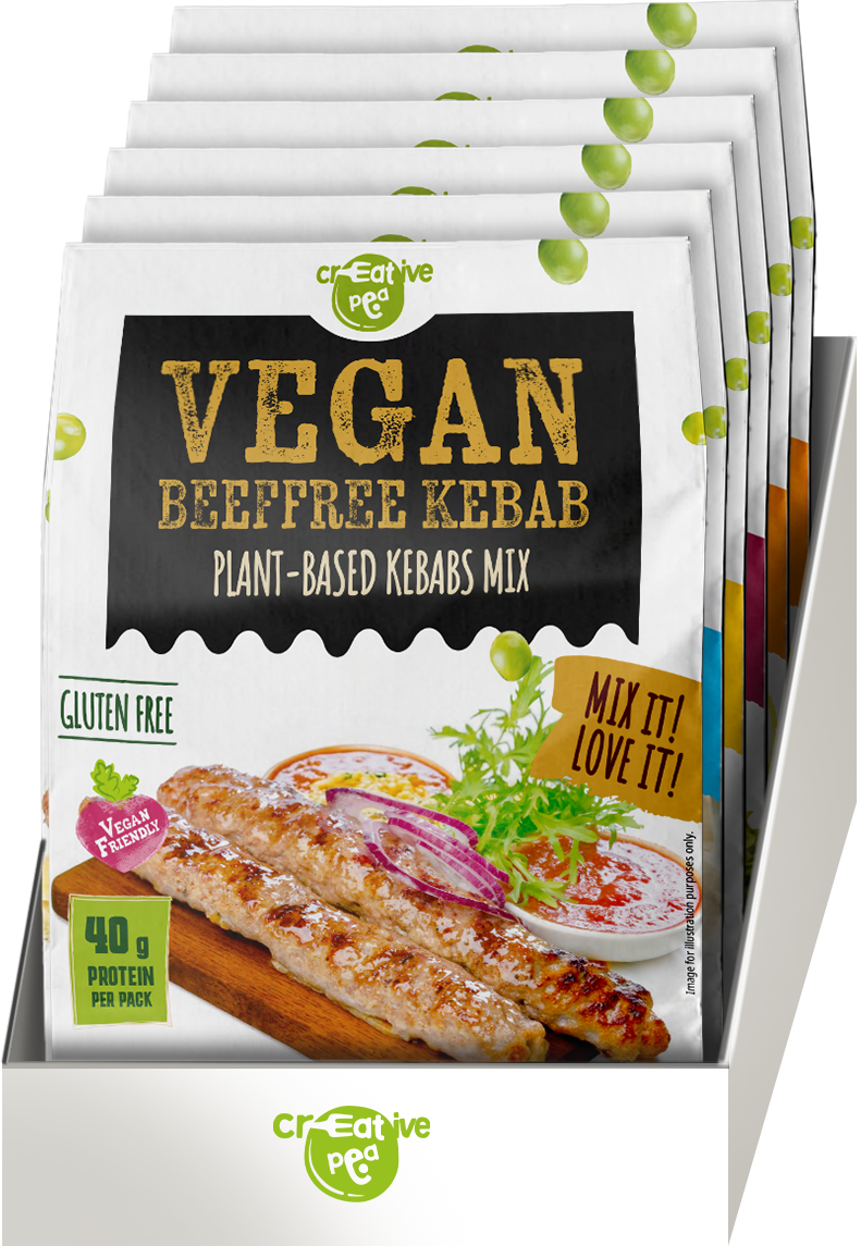 Beef Kebab Pea Protein Mix – 8 Pack (Vegan, Gluten-Free & Soy-Free Bee –  Creative Pea