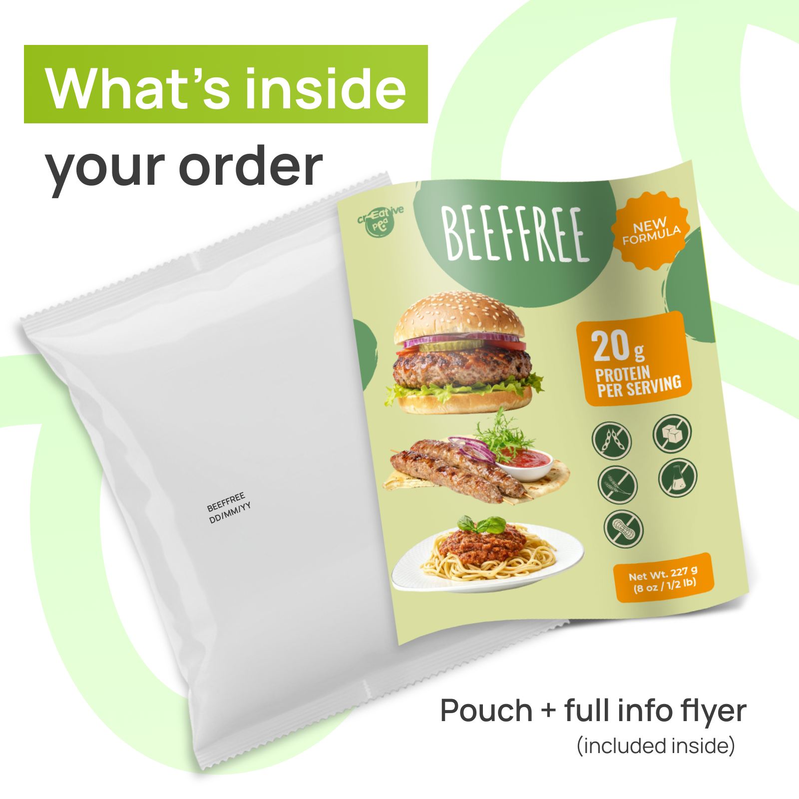 Creative Pea vegan beef-substitute package details