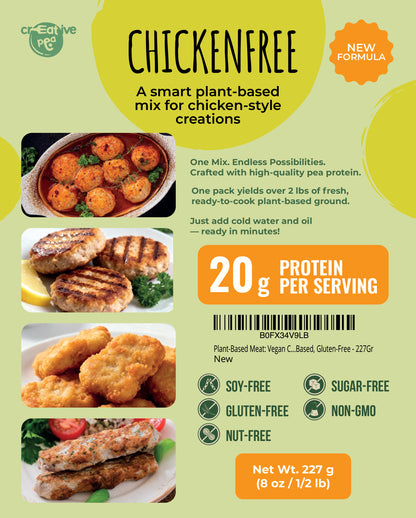 Vegan Chicken Plant Based Meat (New Improved Blend, 227g) – High-Protein Pea Protein, Keto-Friendly, Gluten-Free & Sustainable - 1 Pack