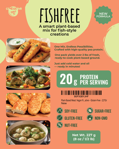 Vegan Fish Plant Based Meat (New Improved Blend, 227g) – High-Protein Pea Protein, Keto-Friendly, Gluten-Free & Sustainable - 1 Pack
