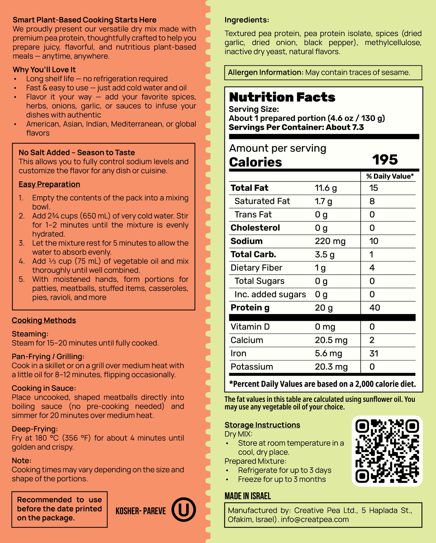 Vegan Fish Plant Based Meat (New Improved Blend, 227g) – High-Protein Pea Protein, Keto-Friendly, Gluten-Free & Sustainable - 1 Pack