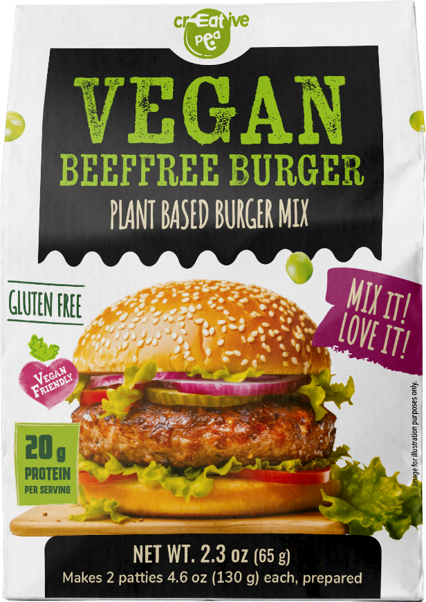 Gluten-free soy-free pea protein burger mix package
