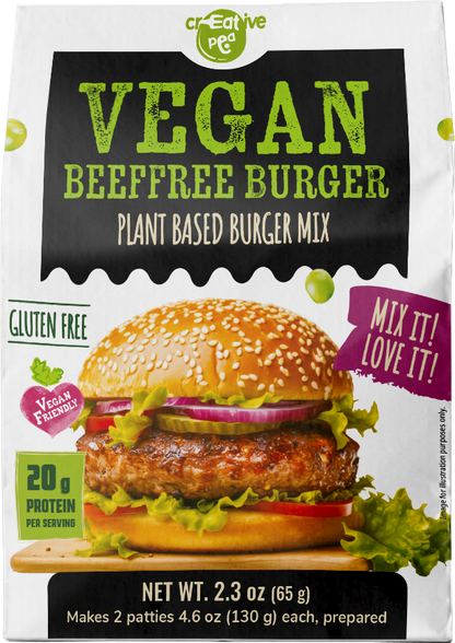 Gluten-free soy-free pea protein burger mix package