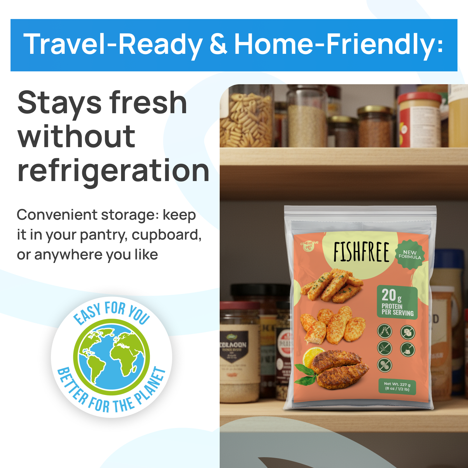 Creative Pea vegan pea-protein fish substitute storage