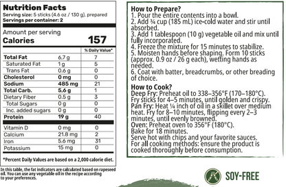 Creative Pea Fishless Sticks Pea Protein Mix nutrition facts