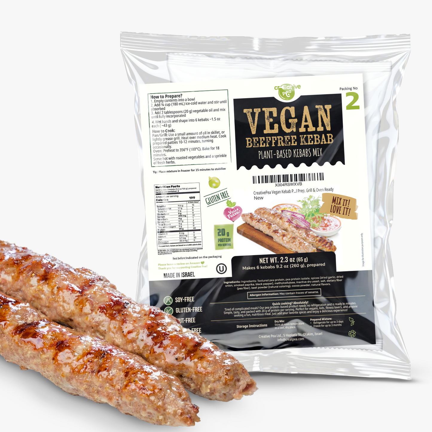 Creative Pea Beef Kebab Pea Protein Mix 1-pack front view