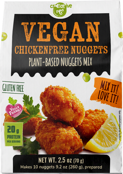 Gluten-free soy-free pea protein chicken nuggets mix package