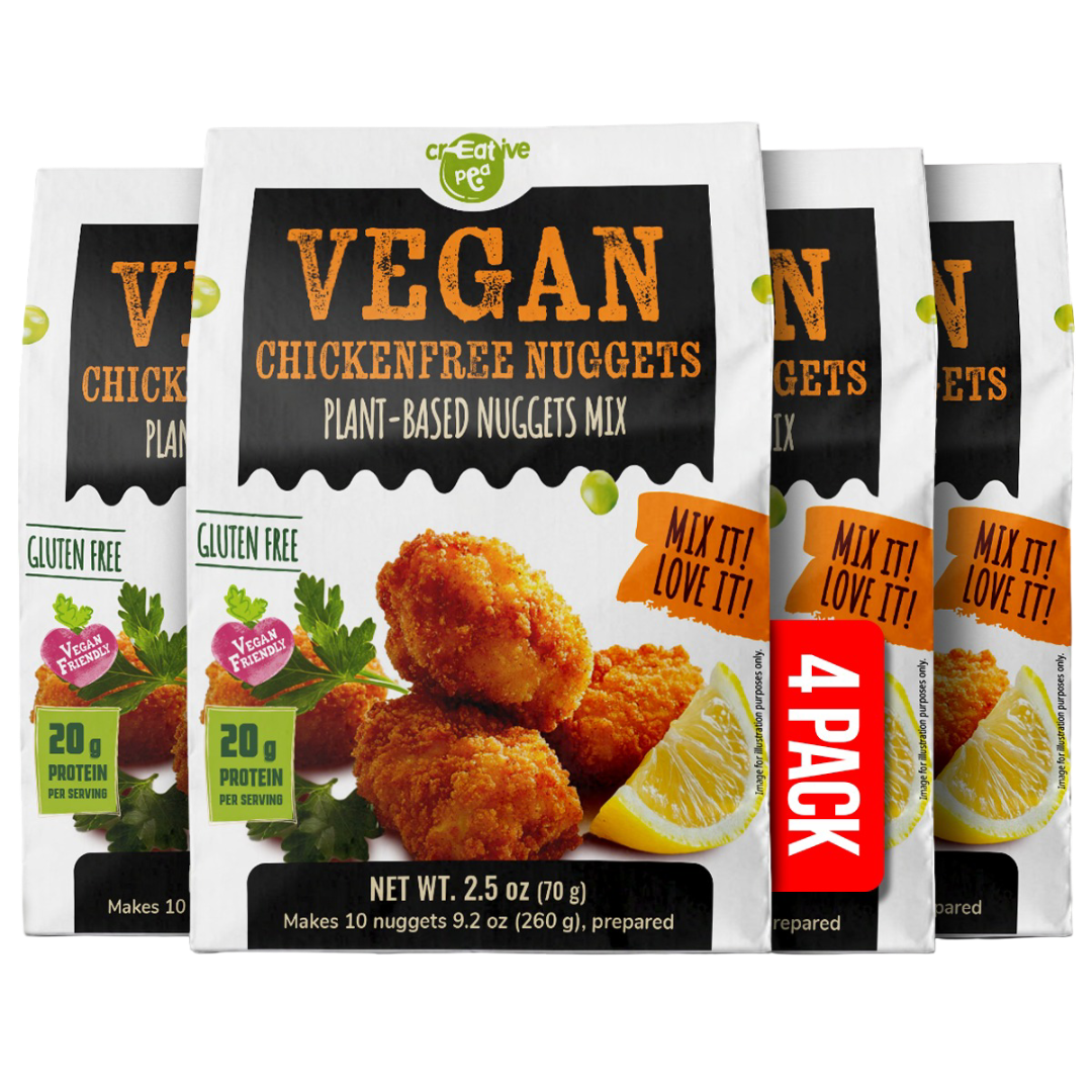 Creative Pea vegan chicken-free nuggets mix 4 pack front view