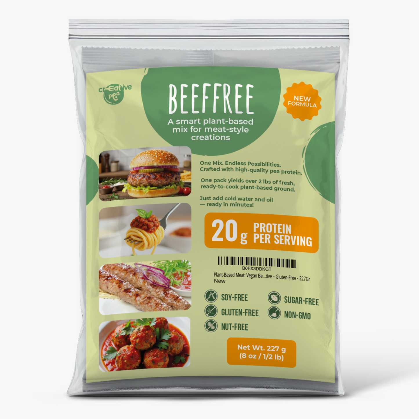 Vegan Beef Plant Based Meat (New Improved Blend, 227g) – High-Protein Pea Protein, Keto-Friendly, Gluten-Free & Sustainable - 1 Pack