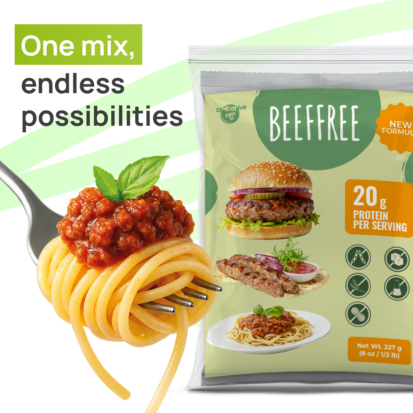 Vegan Beef Plant Based Meat (New Improved Blend, 227g) – High-Protein Pea Protein, Keto-Friendly, Gluten-Free & Sustainable - 1 Pack