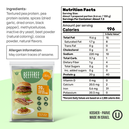 Vegan Beef Plant Based Meat (New Improved Blend, 227g) – High-Protein Pea Protein, Keto-Friendly, Gluten-Free & Sustainable - 1 Pack