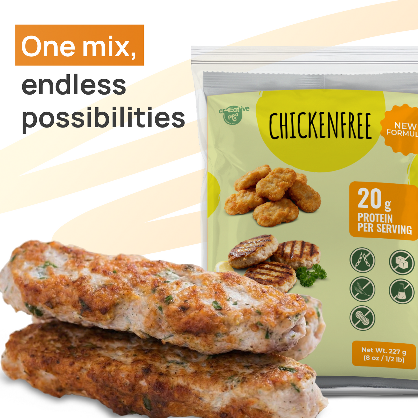 Vegan Chicken Plant Based Meat (New Improved Blend, 227g) – High-Protein Pea Protein, Keto-Friendly, Gluten-Free & Sustainable - 1 Pack