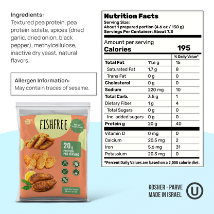 Vegan Fish Plant Based Meat (New Improved Blend, 227g) – High-Protein Pea Protein, Keto-Friendly, Gluten-Free & Sustainable - 1 Pack